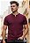 Camiseta Texturizada Gola V Vermelho Marsala - Imagem 1