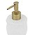 Porta Sabonete Líquido em Cerâmica Orgânico Branco e Dourado - Imagem 2