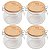 Kit 4 Pote de Vidro 450ml Tampa de Bambu Trava Hermética – Porta Mantimentos, Café, Açúcar, Temperos - Imagem 1