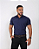 Camisa Azul Marinho Acetinado Gola Italiana - Manga Curta - Imagem 1
