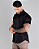 Camisa Preta Acetinado Gola Italiana - Manga Curta - Imagem 3