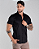 Camisa Preta Acetinado Gola Italiana - Manga Curta - Imagem 2