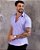 Camisa Lilás Acetinado Gola Italiana - Manga Curta - Imagem 1