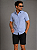 Camisa Azul Pastel Gola Italiana - Manga Curta - Imagem 3