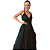Vestido elegante Preto madrinha e convidadas tule brilhoso - Imagem 1
