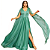 Vestido Longo Verde com Manga Capa Longa e Fenda - Imagem 2