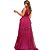 vestido longo de tule alça larga com camadas Fúcsia - Imagem 2