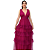 Vestido Vermelho em Tule Sem Brilho Saia em Camadas - Imagem 4