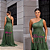 Vestido Festa Verde Oliva Nula Manga Saia em Camadas Sem Brilho - Imagem 6