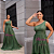 Vestido Festa Verde Oliva Nula Manga Saia em Camadas Sem Brilho - Imagem 5