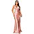 Vestido Slip Dress Rose Longo com Alça de Strass - Imagem 1