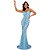 Vestido madrinha azul serenity sereia paetê - Imagem 1