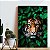 Quadro Decorativo Canvas Animal Selvagem Onça Pintada Olhos Verdes com Folhagem Vertical - Imagem 1