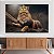 Quadro Decorativo Canvas Animais Selvagens Leão Coroa Dourada Horizontal - Imagem 3