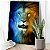 Quadro Decorativo Canvas Animal Selvagem Face Leão Colorido Amarelo e Azul Vertical - Imagem 4