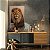 Quadro Decorativo Canvas Animal Selvagem Leão Olhos Amarelos e Fundo Rosé Vertical - Imagem 3