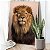 Quadro Decorativo Canvas Animal Selvagem Leão Olhos Amarelos e Fundo Rosé Vertical - Imagem 4