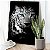 Quadro Decorativo Canvas Onça Preto e Branco Olhos Azuis SUCESSO Letra Branca Vertical - Imagem 4