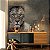Quadro Decorativo Canvas Leão Preto e Branco Olhos Verdes Vertical - Imagem 3