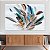 Quadro Decorativo Canvas Penas Coloridas Pequenas e Grandes Fundo Branco Horizontal - Imagem 2