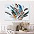 Quadro Decorativo Canvas Penas Coloridas Pequenas e Grandes Fundo Branco Horizontal - Imagem 4