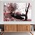 Quadro Decorativo Canvas Barcos na Beira Lago com Árvores Rosé Horizontal - Imagem 2
