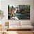 Quadro Decorativo Canvas Animais Puma sob Pedra na Logoa Horizontal - Imagem 2
