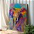 Quadro Decorativo Canvas Pintura Artística Elefante Colorido Abstrato Vertical - Imagem 3