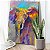 Quadro Decorativo Canvas Pintura Artística Elefante Colorido Abstrato Vertical - Imagem 4