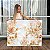 Quadro Decorativo Canvas Floral Arte Abstrata de Flores e Folhas Douradas Horizontal - Imagem 1