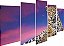 Quadros Decorativos Mosaico 5 peças Onça Pintada Por do Sol 115x60cm - Imagem 3