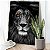 Quadro Decorativo Canvas Animal Silvestre Leão Preto e Branco Olhos Amarelos Vertical - Imagem 2
