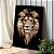 Quadro Decorativo Canvas Animais Silvestres Leão de Judá Dourado Vertical - Imagem 2