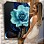 Quadro Decorativo Canvas Floral Rosa Na Cor Azul Vertical - Imagem 6