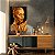 Quadro Decorativo Canvas Rosto Feminino Dourado Olhos Fechados Vertical - Imagem 2