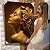 Quadro Decorativo Canvas Rosto Feminino Dourado Perfil Rosas no Cabelo Vertical - Imagem 6