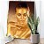 Quadro Decorativo Canvas Rosto Feminino Dourado com Mão no Queixo Vertical - Imagem 2