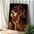 Quadro Decorativo Canvas Rosto Feminino Dourado com as Mãos Na Boca Perfil Vertical - Imagem 2