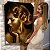 Quadro Decorativo Canvas Rosto Feminino Dourado com as Mãos Na Boca Perfil Vertical - Imagem 6