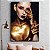 Quadro Decorativo Canvas Rosto Feminino com colo Dourado e Mãos no Rosto Vertical - Imagem 2