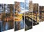 Quadros Decorativos Mosaico 5 peça Ponte de Madeira Rio 115x60cm - Imagem 3
