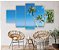 Quadros Decorativos Mosaico 5 peça Paisagem Coqueiro Mar Azul Céu 115x60cm - Imagem 2