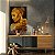 Quadro Decorativo Canvas Mulher com Maquiagem Dourada Segurando Flor Dourada Horizontal - Imagem 4