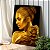 Quadro Decorativo Canvas Mulher com Maquiagem Dourada Segurando Flor Dourada Horizontal - Imagem 3