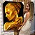 Quadro Decorativo Canvas Mulher com Maquiagem Dourada Segurando Flor Dourada Horizontal - Imagem 6