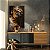 Quadro Decorativo Canvas Mulher com Maquiagem e Capa Preta e Dourada Ouro Gold Vertical - Imagem 2