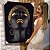 Quadro Decorativo Canvas Beleza Feminina Mulher Com Maquiagem Black Gold e Turbante de Pedras Vertical - Imagem 5