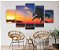 Quadros Decorativos Mosaico 5 peça Entardecer Por do Sol Paisagem Praia Mar 115x60cm - Imagem 2