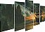 Quadros Decorativos Mosaico 5 peça Arte Abstrata Entardecer Alto Mar Navio 115x60cm - Imagem 3
