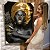 Quadro Decorativo Canvas Beleza Feminina Mulher com maquiagem preta e dourada com abacaxi Vertical - Imagem 4